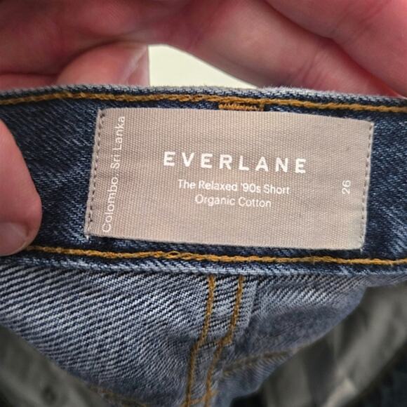 Everlane Denim Shorts Blue Distressed Raw Hem Size 28 Coastal Cool - Picture 5 of 6